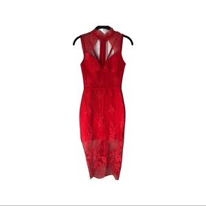 Red lace bondage dress